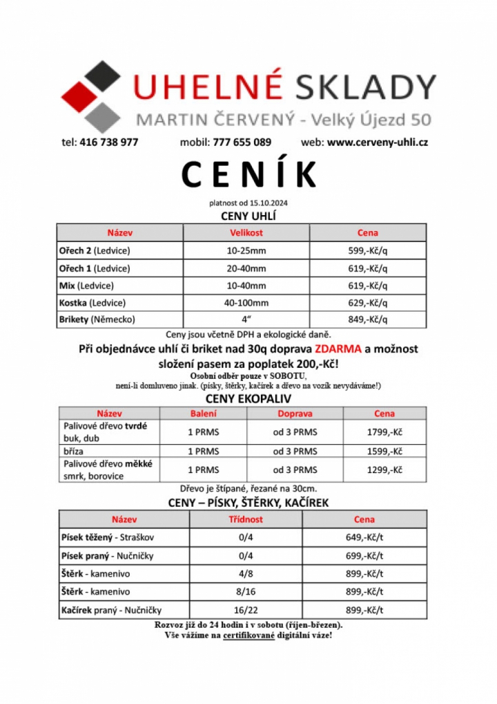 ceník 10/2024 